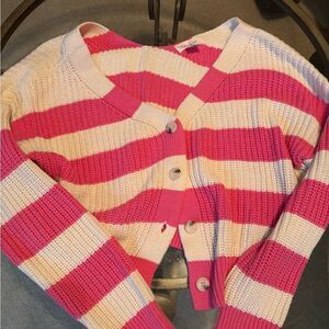 Jessica Simpson Pink and Cream Cardigan Sweater